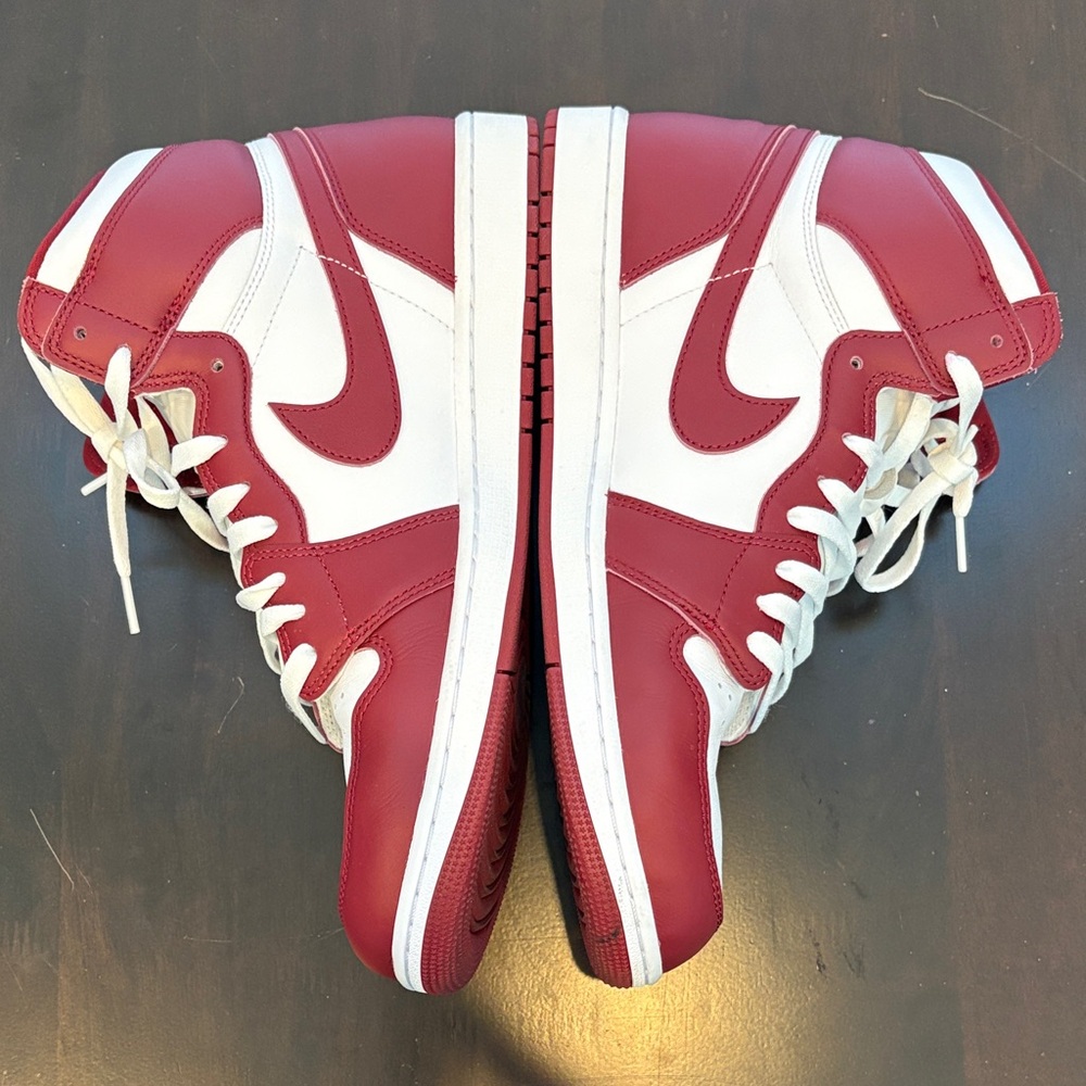 Jordan Red and White High-Top Sneakers